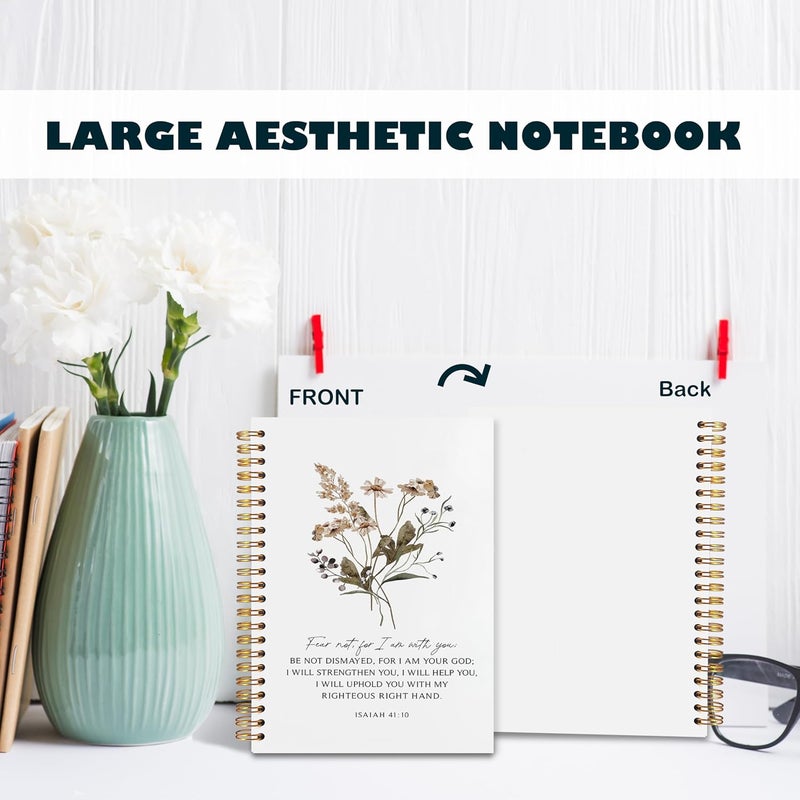 BearCake Bible Notebooks for Note Taking,Christian Notebook Journal, Fear not for I am with You Floral Christian Notebook Journal, Hardcover Spiral Notebook 5.5x8.3 - Image 4